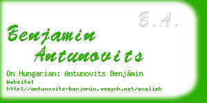 benjamin antunovits business card